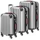 MONZANA® Baseline 3 Pcs Travel Suitcase Set | ABS Hard Shell Luggage | 4 Spinner Wheels | Scratch Resistant | Medium Large XL | Lightweight Lockable Cabin Trolley Suitcases | Silver