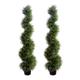Best Artificial Pair of 120cm 4ft Cedar Conifer Spiral Topiary Trees **UV Fade Protected**