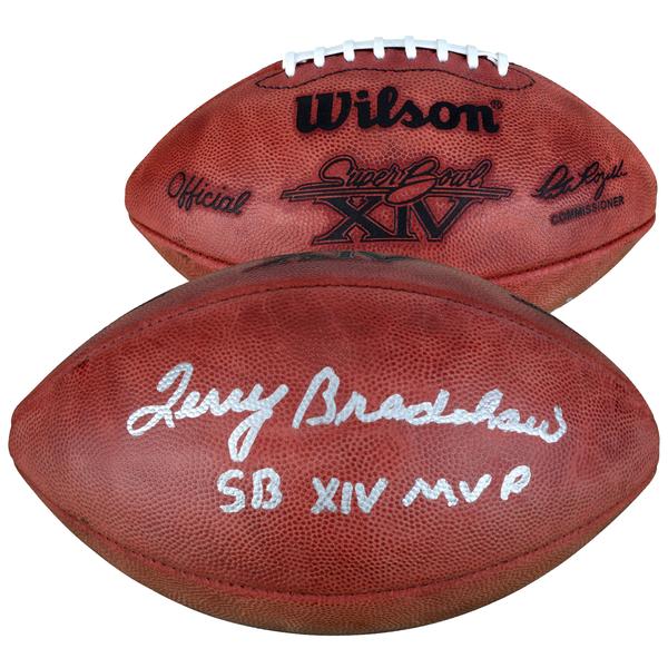 terry-bradshaw-pittsburgh-steelers-autographed-super-bowl-football-with-sb-xiv-mvp-inscription/