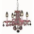 Elegant Lighting Rococo 15 4 Light Royal Crystal Chandelier in Pink