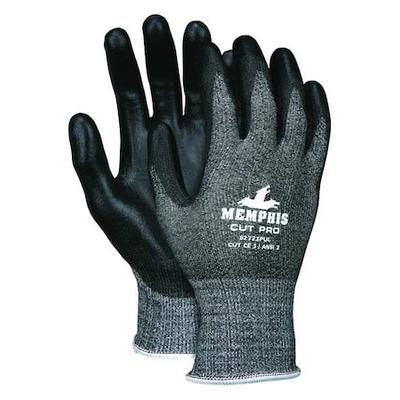 MCR SAFETY 92723PUM Cut-Resistant Coated Gloves, A2 Cut Level, 13 ga, Black, M