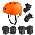 SelfLove Skateboard/Skate Protection Set with Helmet Helmet with 6pcs Elbow Knee Wrist Pads for Kids BMX/Skateboard/Scooter (Orange,M)