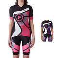 FDX Ladies Cycling Jersey Half Sleeve Bike Team Racing Top + Bib Shorts Set (Pink, X-Large)