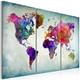 murando Canvas Wall Art World Map 120x80 cm / 48"x32" 3 pcs. Non-woven Canvas Prints Image Framed Artwork Painting Picture Photo Home Decoration - Continents Colorful like painted k-C-0003-b-f