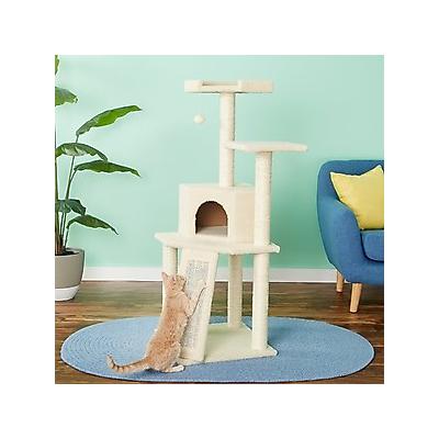 Frisco 52-in Faux Fur Cat Tree & Condo, Cream