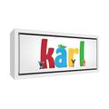 Little Helper KARL1542-FC-15DE Holz gerahmte Leinwanddruck Personalisiert mit Jungennamen, Karl, Klein, 19 x 46 x 3 cm