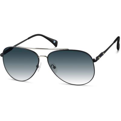 Zenni Men's Aviator Rx Sunglasses Black Stainless Steel Full Rim Frame