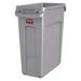 RUBBERMAID COMMERCIAL 1971258 16 gal Rectangular Trash Can, Gray, 11 in Dia,