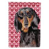 Carolines Treasures SC9276-FLAG-PARENT Dachshund Black Tan Hearts Love Valentines Day Flag multicolor