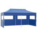 vidaXL Blue Foldable Pop-up Party Tent - 3 x 6 m, Easy-Setup, Waterproof with PVC-Coated Oxford Roof, UV-Protected, Durable with Powder-Coated Steel Frame