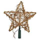 Kurt S. Adler 42092 - 10 Light 9" Rattan Gold Star Tree Topper