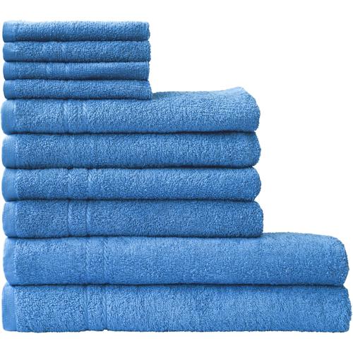 Dyckhoff Handtuch Set Kristall, Set, 10 tlg., Walkfrottee, mit feiner Bordüre blau Handtuch-Sets Handtücher Badetücher