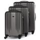 FERGÉ Luggage Set 3 Piece Hard Shell Travel Trolley Marseille Suitcase Set 4 Spinner Wheels Grey