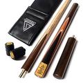 CUESOUL 57" Handcraft 3/4 Jointed Snooker Cue with Extension/Joint Protector Packed in Leatherette Cue Bag (D305)