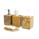 KLEO - Bathroom Accessory Set made from Natural Stone - Bath Accessories set of 4 includes Soap Dispenser, Toothbrush Holder, Tumbler and Soap Dish (Brown)