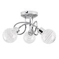 MiniSun Modern 3 Way Polished Chrome Flush Curved Arm Ceiling Light with Beautiful Clear and Frosted Glass Circular Ring Design Globe Shades - Complete 3w G9 LED Light Bulbs [3000K Warm White]