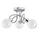 MiniSun Modern 3 Way Polished Chrome Flush Curved Arm Ceiling Light with Beautiful Clear and Frosted Glass Circular Ring Design Globe Shades - Complete 3w G9 LED Light Bulbs [3000K Warm White]