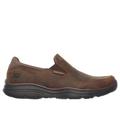 Skechers Men's Relaxed Fit: Glides - Calculous Slip-On Shoes | Size 11.0 Extra Wide | Brown | Leather/Textile