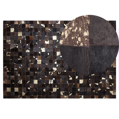 Teppich Braun aus Leder 140 x 200 cm Patchwork Handgefertigt Rechteckig Modern