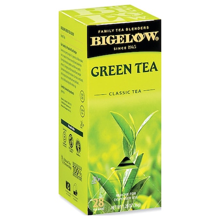 BIGELOW 00388 Tea, Green Tea, Tea Bag, Caffeinated, Tea, 0.33 lbs, 28 PK
