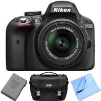 Nikon D3300 DSLR 24.2 MP HD 1080p Camera Bundle w/ 18-55mm Lens + Extra Battery + Case