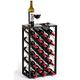 Mango Steam 23 Bottle Black Wine Rack with Glass Top Shelf, Free Standing for Home, Kitchen and Bar