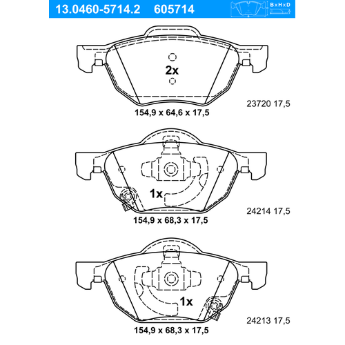 ATE Bremsbelagsatz, Scheibenbremse vorne rechts links für HONDA 45022-SEA-E01 13.0460-5714.2