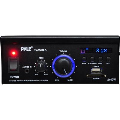 Pyle PCAU25A Amplifier - 80 W RMS - 2 Channel - Black (USB - iPod Supported)