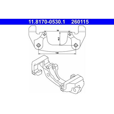 ATE Halter, Bremssattel vorne rechts links für BMW ROVER 34111166233 SYH000090 34116768437 11.8170-0530.1