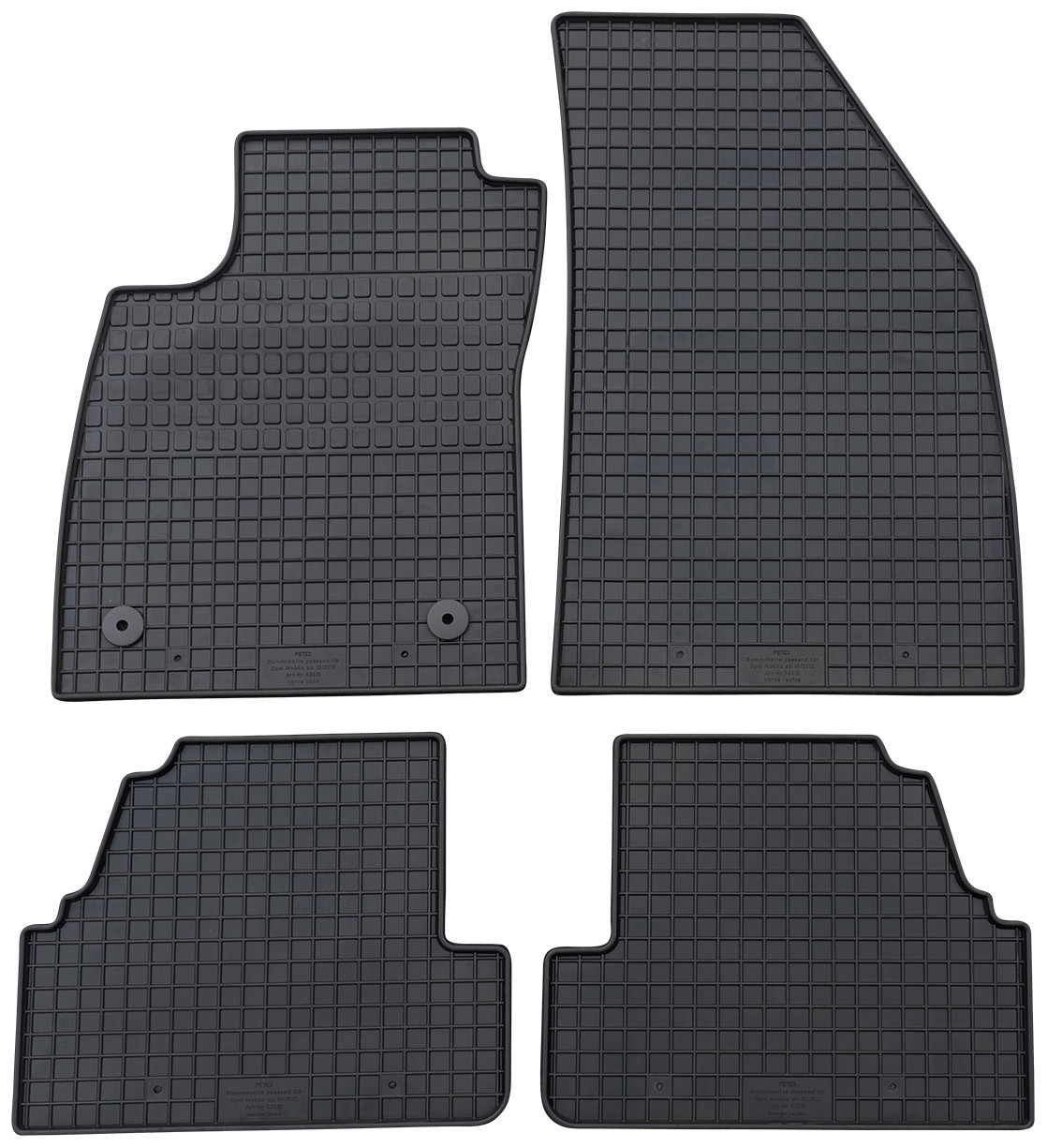 PETEX Fußmattensatz schwarz - vorbereitet für Befestigungssystem OPEL 52410 Image