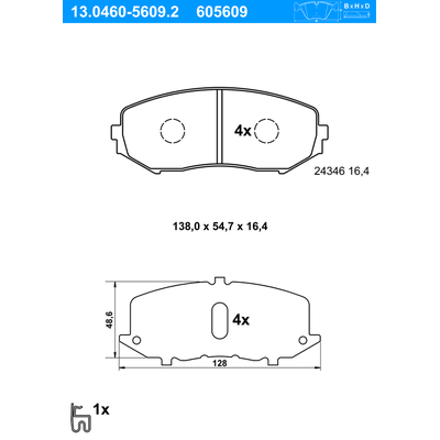 ATE Bremsbelagsatz, Scheibenbremse vorne rechts links für SUZUKI 55200-67D11 55200-65J10 55200-65J00 13.0460-5609.2