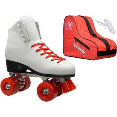 Epic Classic White/Red Quad Roller Skates Package