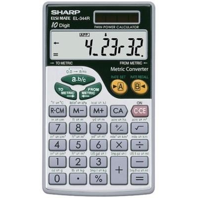Sharp EL-344RB Basic Calculator (10 Digits - LCD - Battery/Solar Powered)