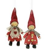 Northlight Seasonal Red Polka Dot Boy & Girl Hanging Christmas Ornaments Fabric in Red/White | Wayfair 32261440