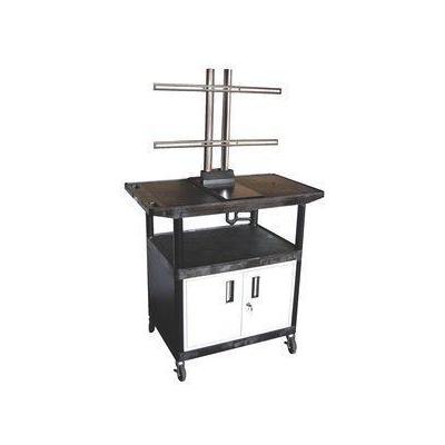 Luxor Plastic Flat Panel Cart w/ Cabinet and Extra Shelf