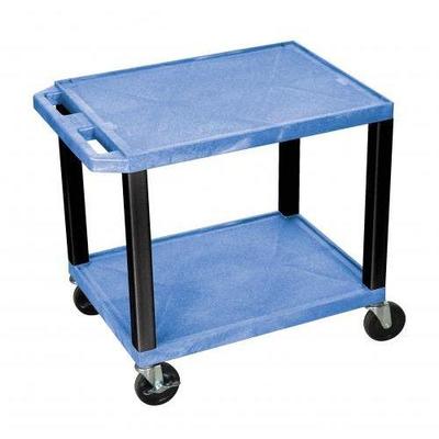 H. Wilson Tuffy 2-Shelf A/V Cart with Electric, Blue Shelves and Black Legs