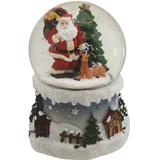 Northlight Seasonal 5.5" Santa Claus w/ Christmas Tree & Reindeer Musical Snow Globe Resin/Glass/Mercury Glass | 5.5 H x 4.5 W x 4.5 D in | Wayfair