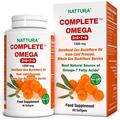Complete Omega 3-6-7-9 Made in EU, Pure Sea Buckthorn Oil from Whole Sea Buckthorn Berries - Non-GMO, Kosher, cGMP (1,200mg) - 4 Bottles- 240 Capsules