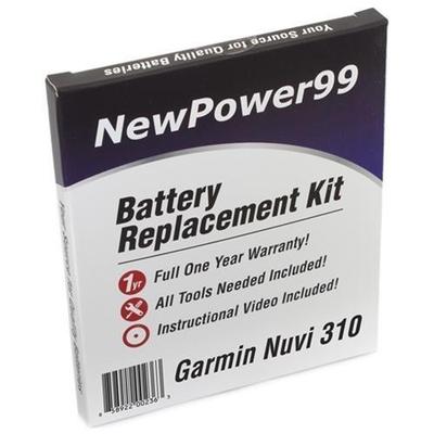 Garmin Battery Replacement Kit for Garmin Nuvi 310 with Installation Video, Tools, and Extended Life