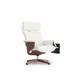 EuroTech Nuvem Leather Office Chair with Footrest and Built in Laptop Holder - White with Teak Finis