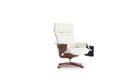 EuroTech Nuvem Leather Office Chair with Footrest and Built in Laptop Holder - White with Teak Finis