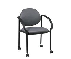 Office Star 13Stack Chair with Casters and Arm (Black Frame) (special order) - Fabric Color: Icon -