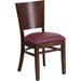 Flash Furniture - Lacey Series Solid Back Walnut Wooden Restaurant Chair - Burgundy Vinyl Seat - XU-