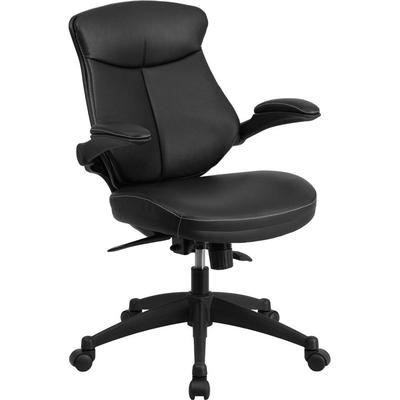 Flash Furniture Bl-zp-804-gg Mid-back Black Leather Office Chair With