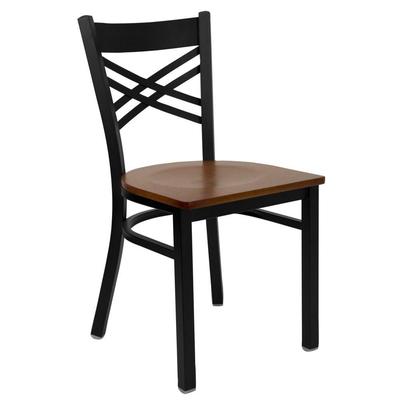 Flash Furniture Black Back Metal Restaurant Chair With Cherry Wood Seat