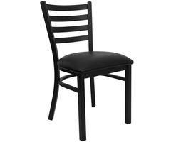 Flash Furniture Black Ladder Back Metal Restaurant Chair With Black Vinyl Seat