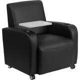 Flash Furniture Black Leather Guest Chair with Tablet Arm Front Wheel Casters and Cup Holder, BT-821 screenshot. Chairs directory of Office Furniture.
