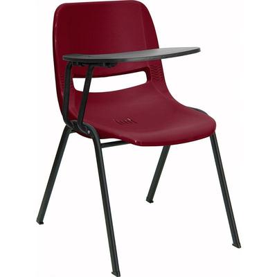 Flash Furniture Burgundy Ergonomic Shell Chair With Right Handed Flip-Up Tablet Arm