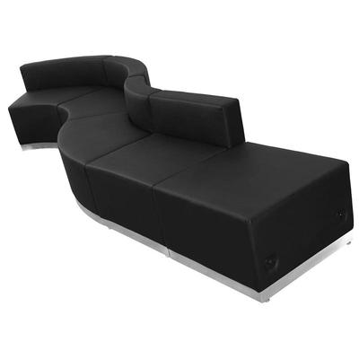 Flash Furniture HERCULES Alon Series Black Leather Reception Configuration 5 Pieces, ZB-803-590-SET-