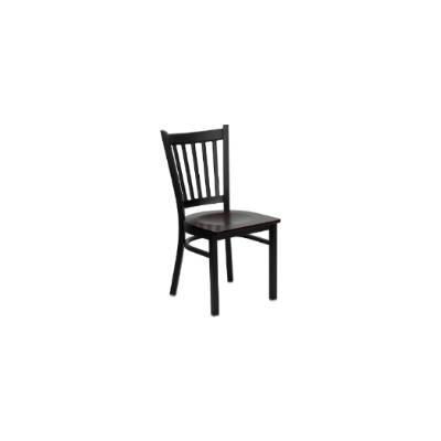 Flash Furniture HERCULES Black Vertical Back Metal Restaurant Chair - Mahogany Wood Seat- XU-DG-6Q2B